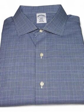 NWOT! Brooks Brothers Regent Non-Iron Blue Puppytooth Plaid Dress Shirt Men’s XL